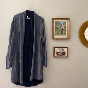 Long gray Indigenous open cardigan